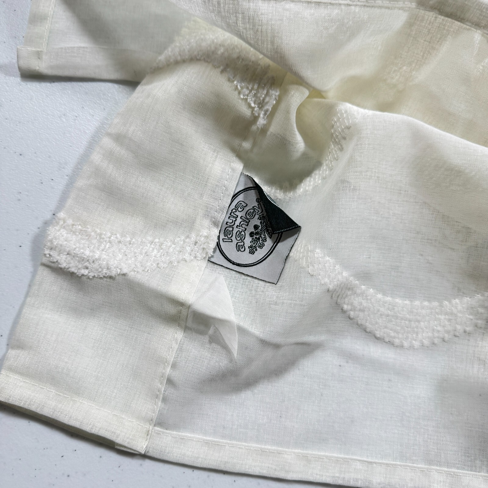 vintage laura ashley curtain panel sheer white blend 40×87