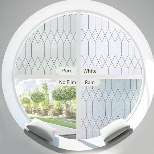 Window Privacy Film Stained Glass Frosted Glass Window 17.5 x 78.7 Inch A-pure