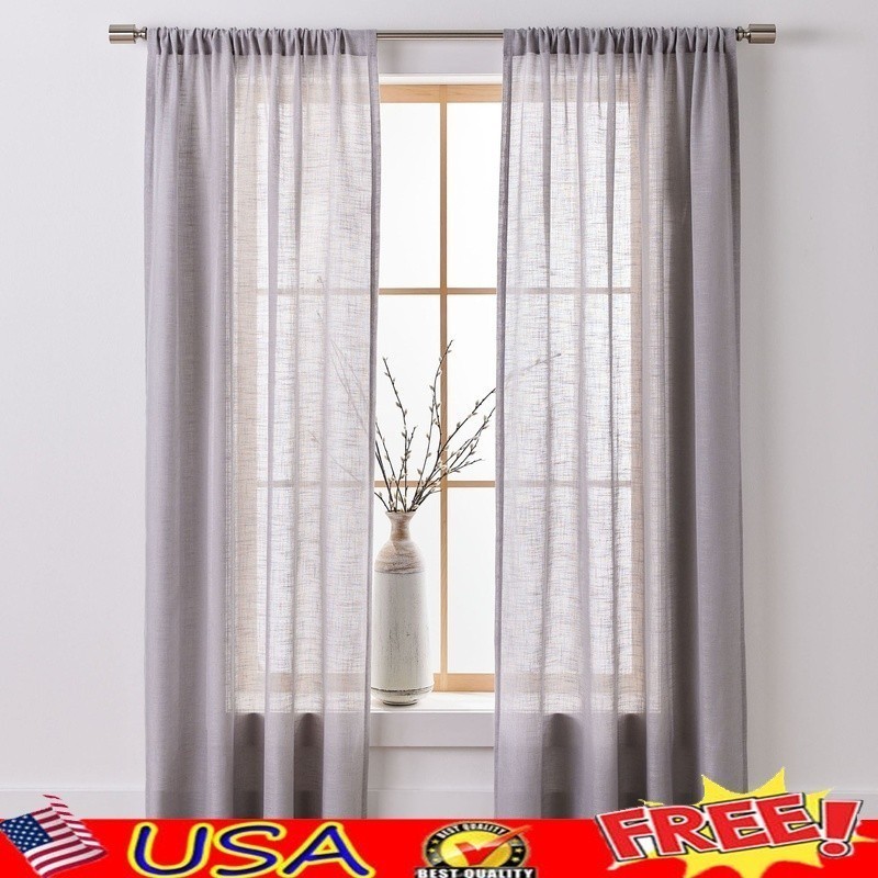 Light Filtering Rod Pocket Curtain Panel Living Room Bedroom Dining Room New
