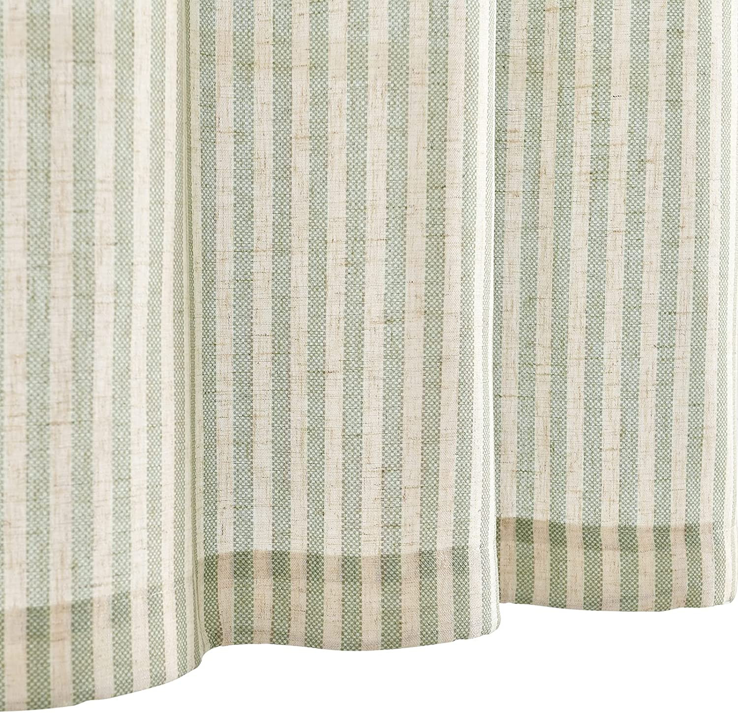 Tie up Linen Textured Striped Bow Tie Curtain for Kitchen Bathroom Rod Pocket Pi