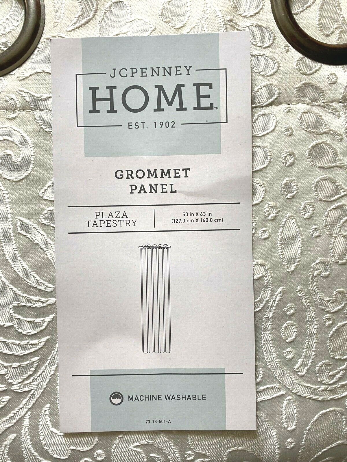 JCP HOME PLAZA TAPESTRY GROMMET CURTAIN PANEL TURTLE DOVE 50″ W X 63″ L BEIGE