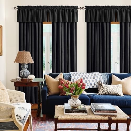 Black Velvet Blackout Curtains 96 52″W x 96″L (Pack of 2) Black Series – Black