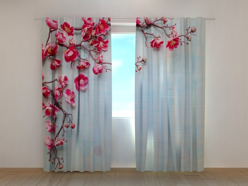 Amazing Lux Curtain Spring Tenderness Flowers, Blind with small Red flowers