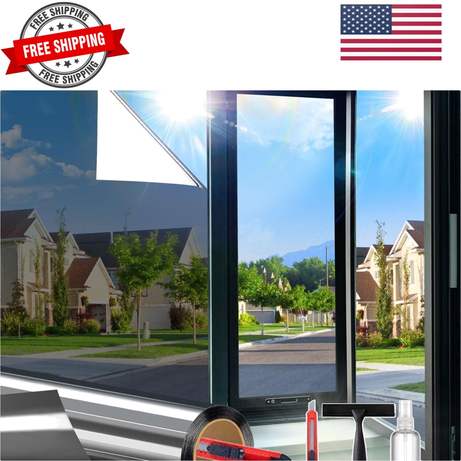 Upgraded One Way Window Privacy Film Sun Heat Blocking, Reflective Mirror Win…