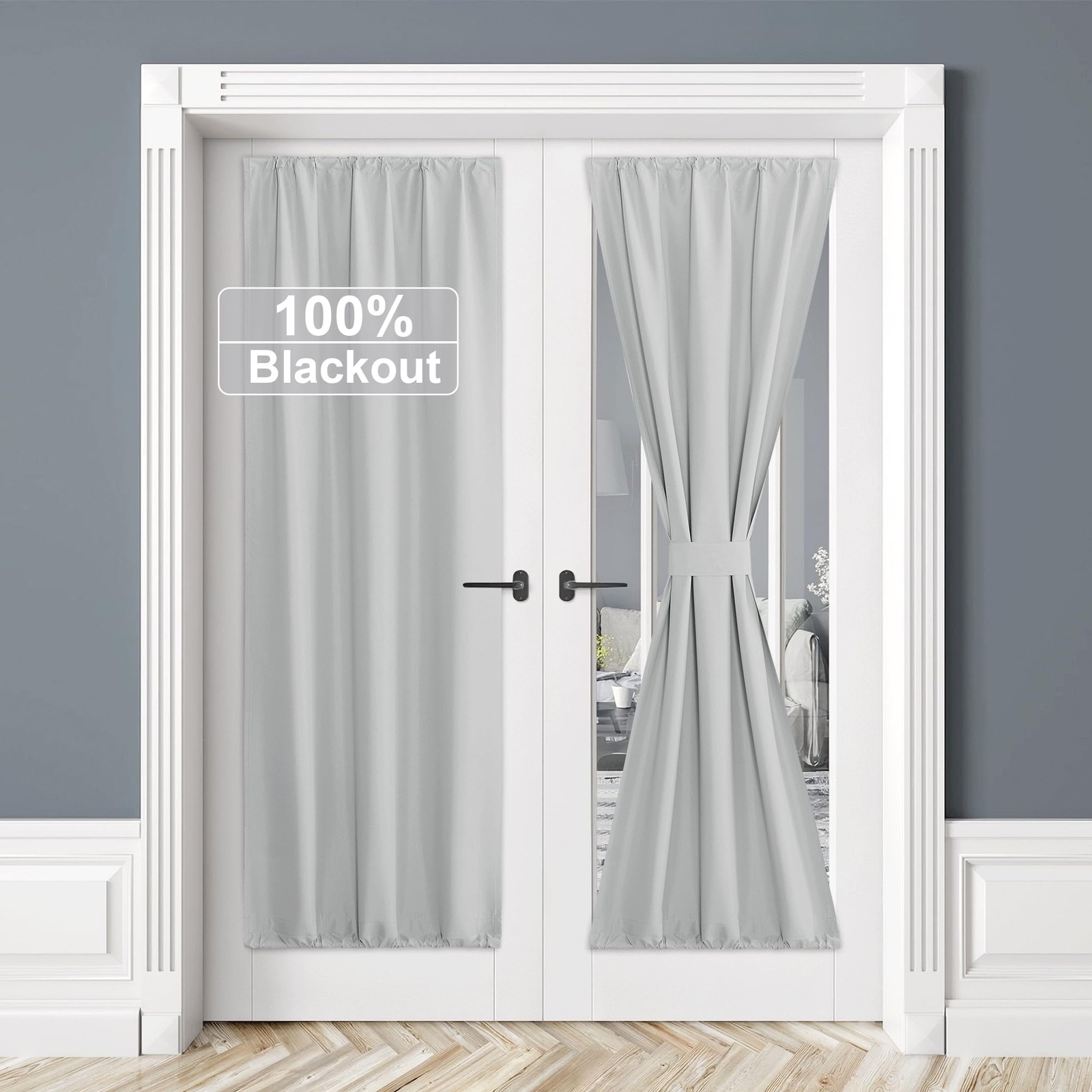 100% Blackout Door Curtain Lightweight Portable Privacy Window Curtains for F…