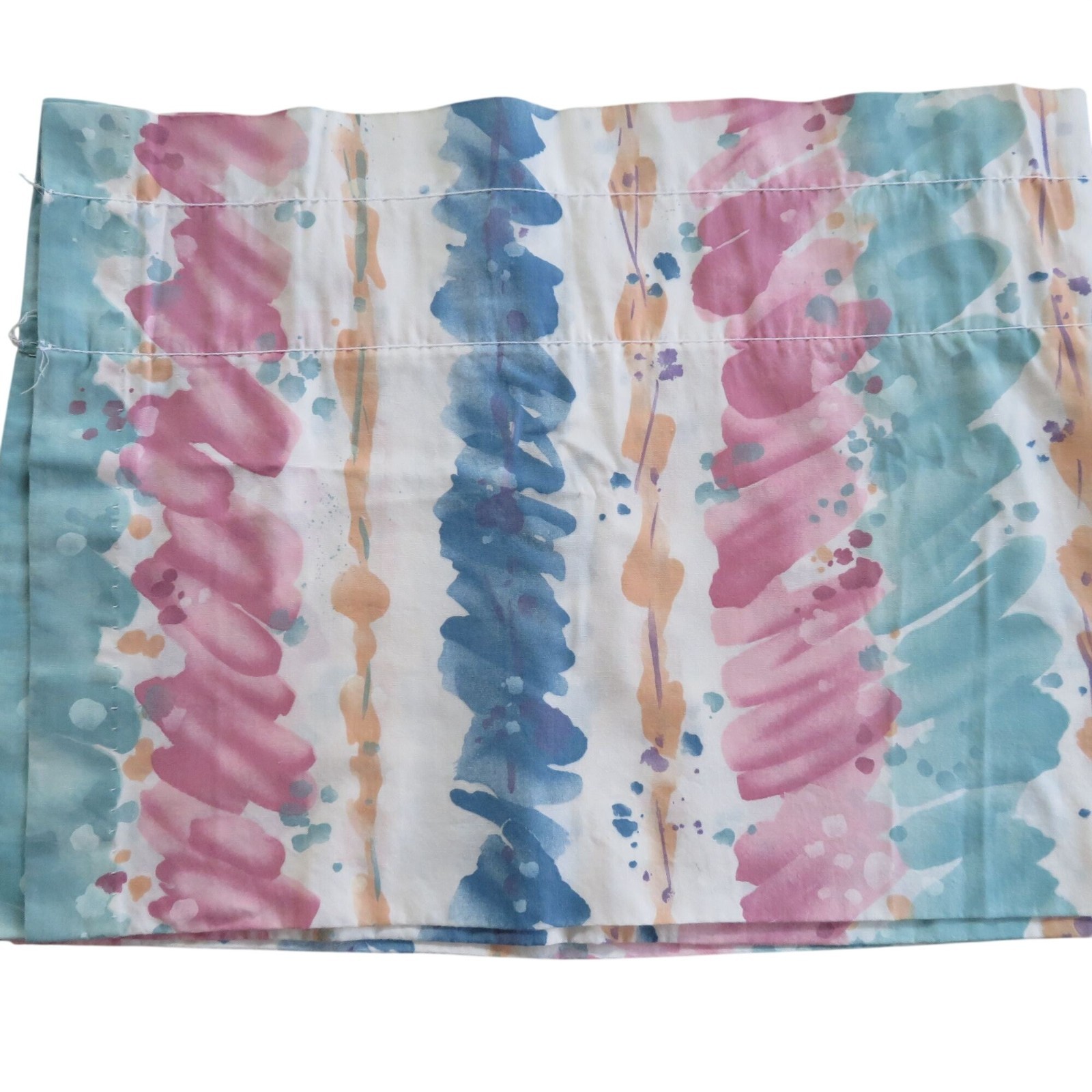 Vintage Watercolor-Style Fabric Window Valance Abstract Multicolor Design 15×82″