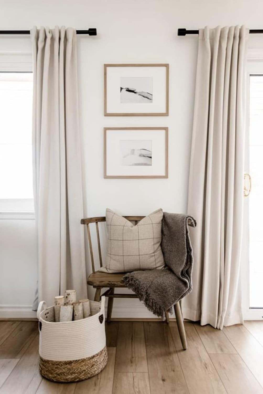 100% Blackout Shield Cream Linen Back Rod Pocket Thermal Insulated 50″ x 108″