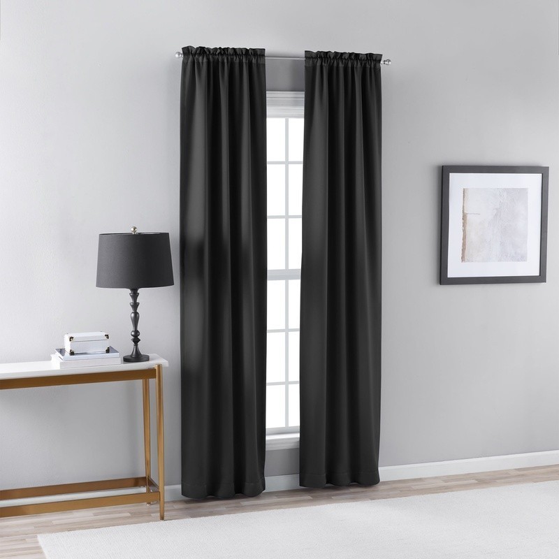 Solid Blackout Curtain Panels 2 Pack Rod Pocket Energy Efficient Noise Reducing