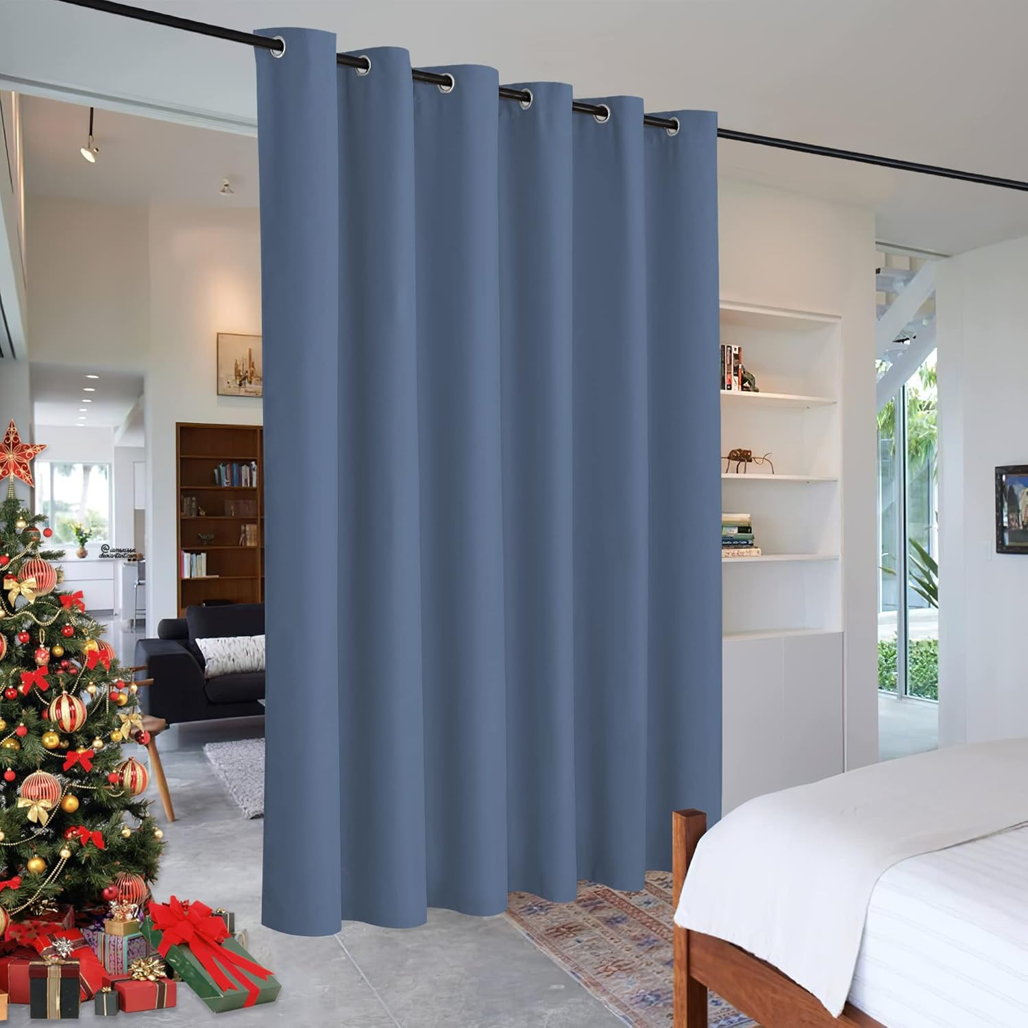 Stone Blue Blackout Room Divider Curtain 120×96 Inch for Privacy & Insulation