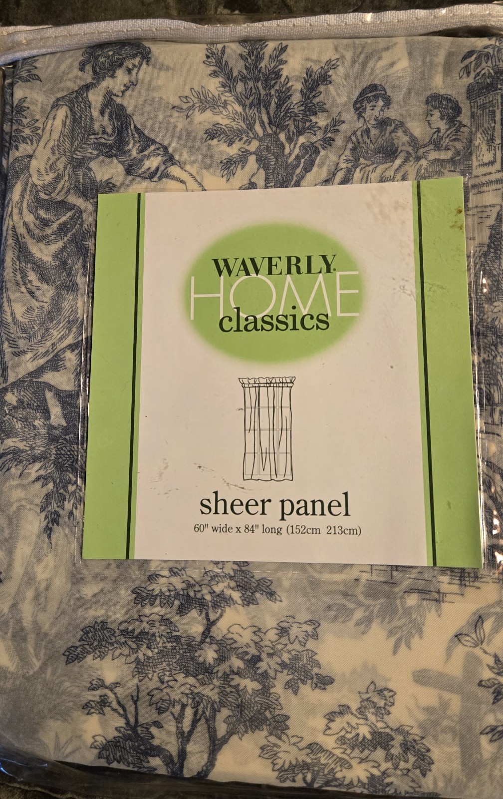 Waverly Sheer Drapery Panel French Toile Country Life Wedgewood Blue 60 X84″