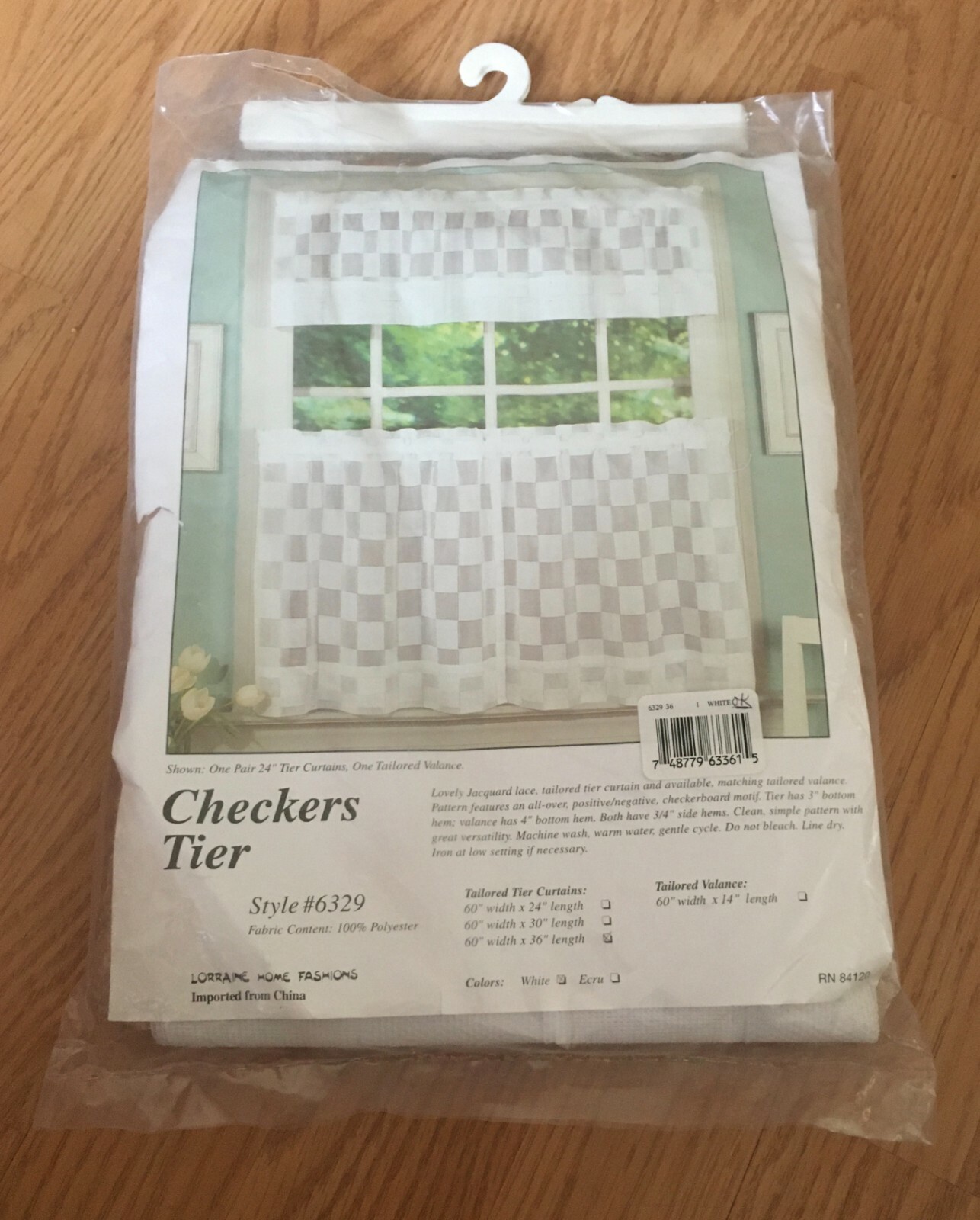 Vintage Checkers Tier Style #6329 Sz. 60″X 36″ BY LORRAINE HOME FASHIONS