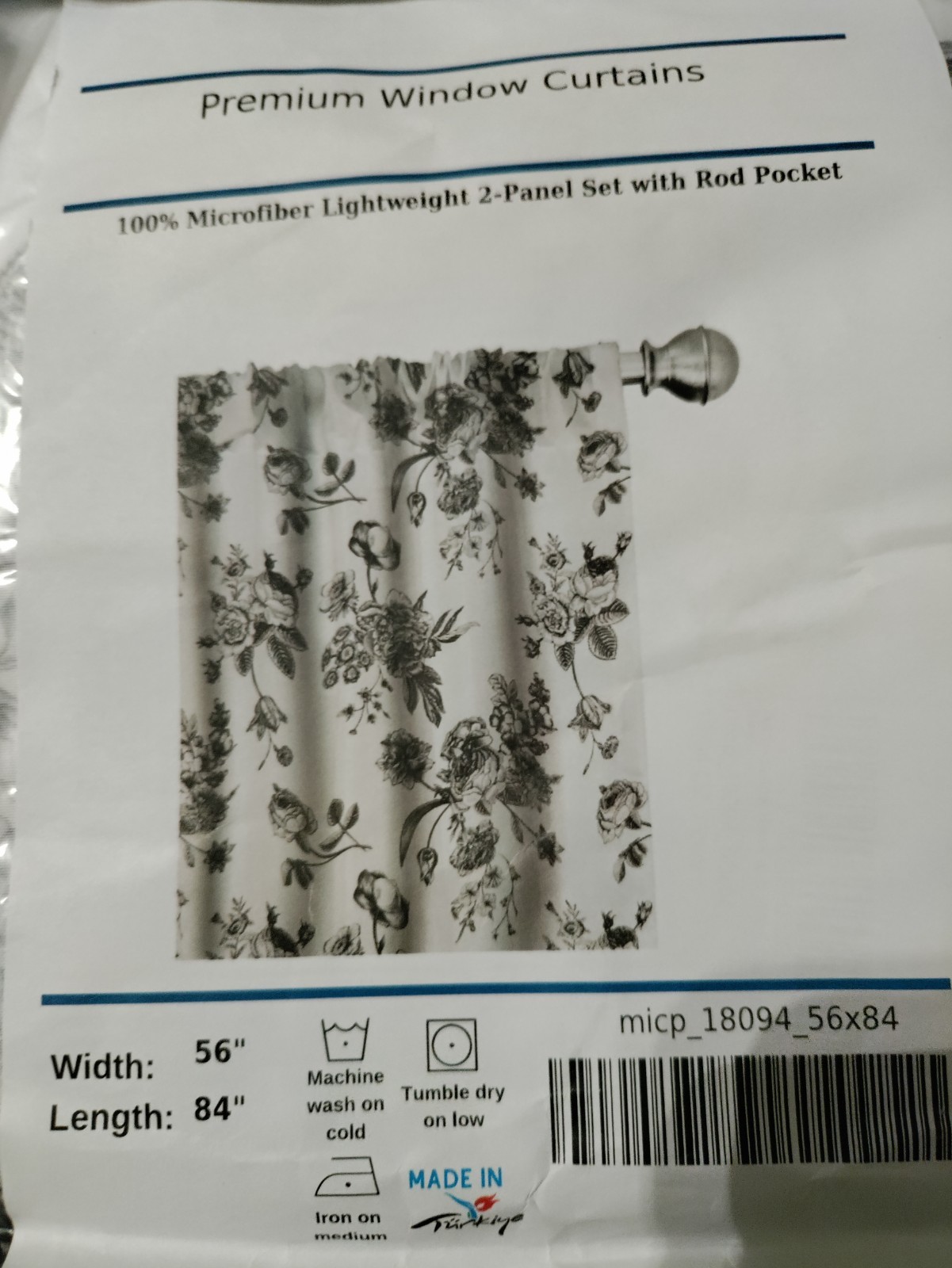 Polyester Rod Pocket Lightweight Light Filtering Curtain Panels Set 2 56×84