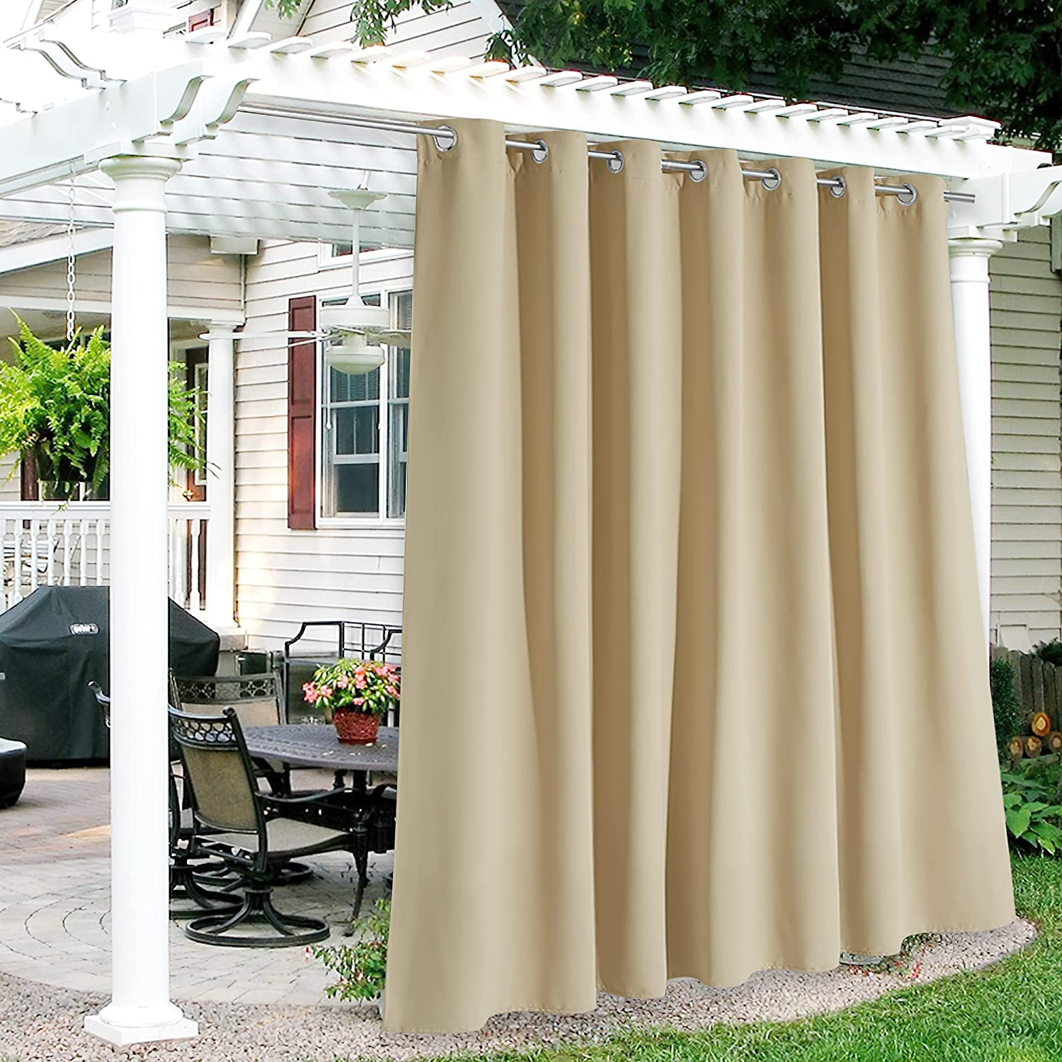 Extra Wide Outdoor Curtains for Patio Waterproof Heavy Duty Thermal Insulated in