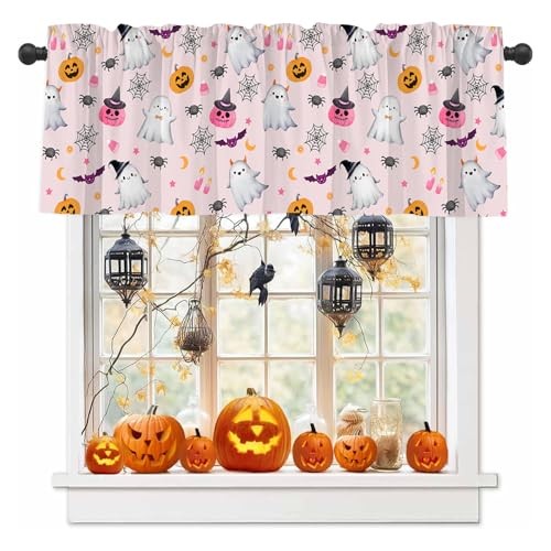 Halloween Window Curtain Valance for Kitchen 18″W x 54″L (Pack of 1) Style 20
