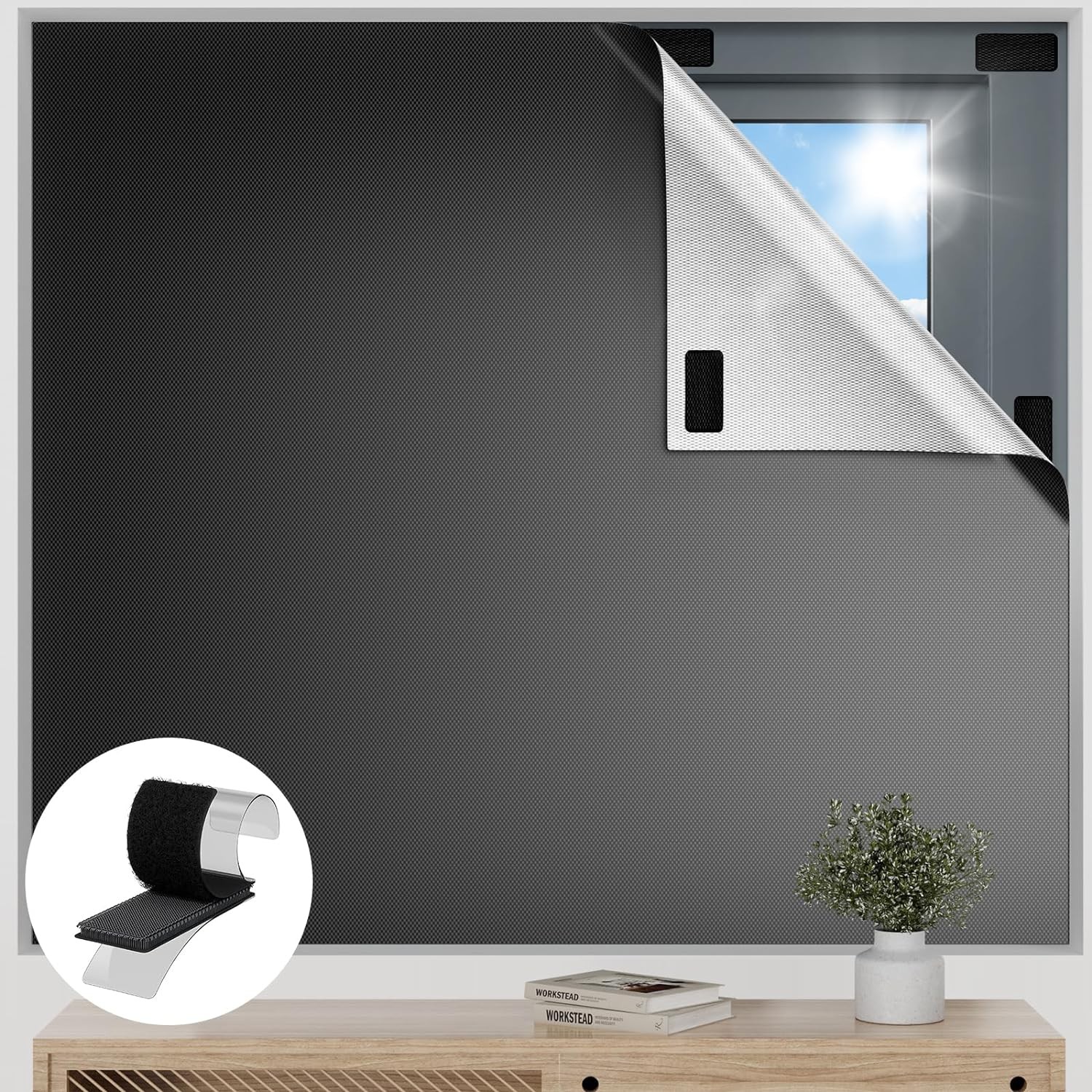 Blackout Curtains for Bedroom, 36″ x 57″ Temporary Blackout Shades for Windows,
