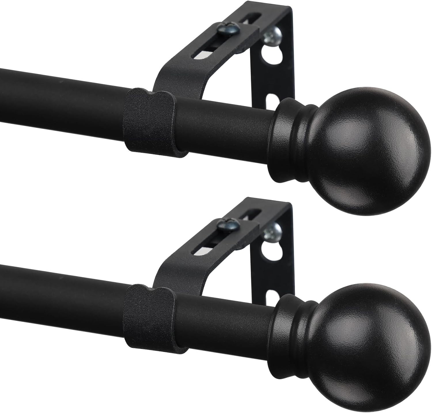 2 Pack Black Curtain Rods for Windows 28 to 48 inch, 5/8 inch 30-50â€|2 pack