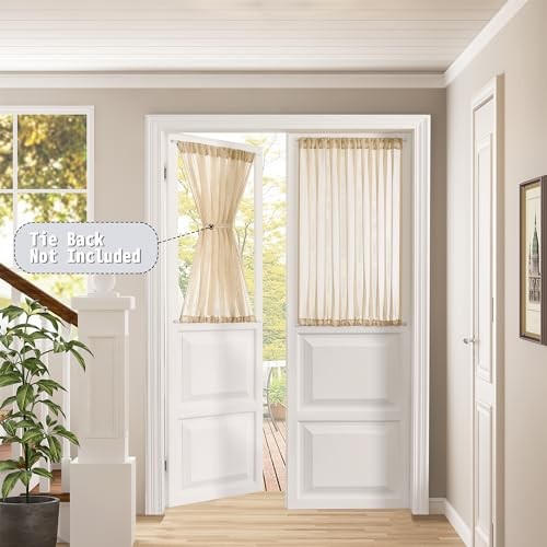 Short Sheer Door Curtains Closet Linen Textured Curtains Sheer Doorway Light
