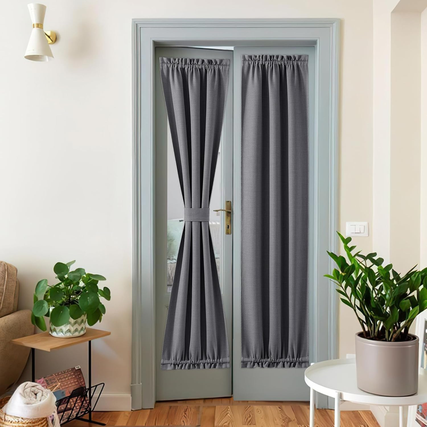 French Door Curtains for Kitchen Window, 25″W x 72″L (Pack of 1) Charcoal Gray