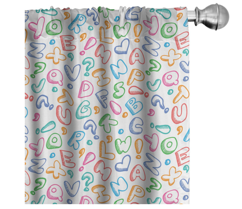 Ambesonne Alphabet ABC 28″ x 63″ Pink Blue Window Curtains 2 Panel set