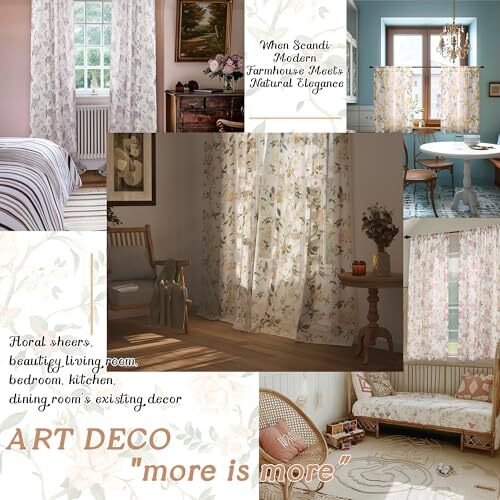 Sheer Curtains 45 Inch Length 2 Panels Set, 52″W x 45″L (Pack of 2) Yellow
