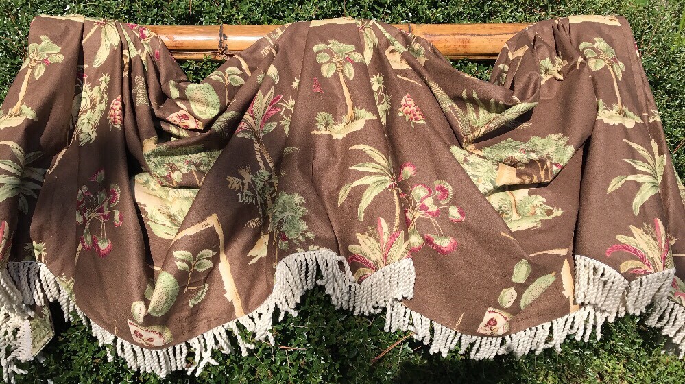 Handcrafted Bamboo Palms Tropical Fringed 38″ Valance Decorator Upholstery
