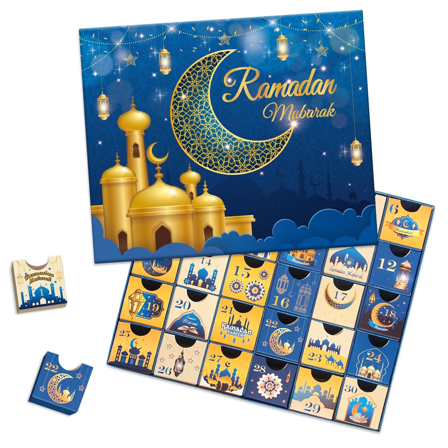 Ramadan Advent Calendar with Drawers, 30 Empty Boxes for 30 days, Eid Mubarak…