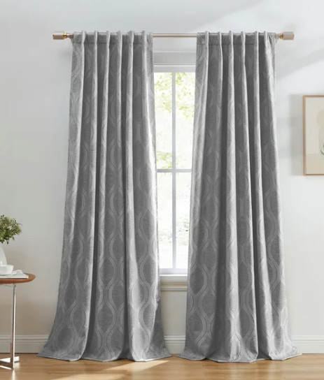 Silk Home Mitchell Blackout Panel Jacquard Geometric Gray 52”x96” 2 Panels