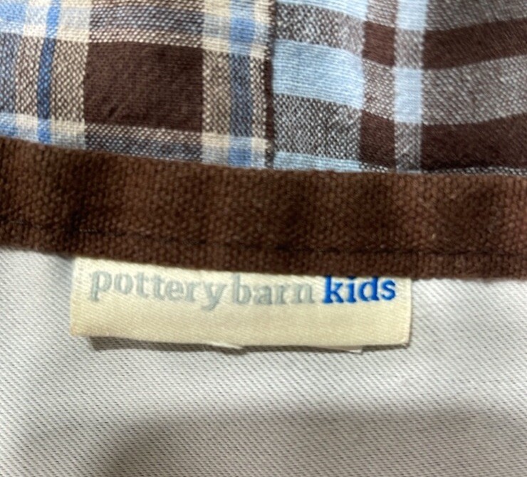 Pottery Barn Madras Patchwork Drapes 1Pair (2 Panels) Blue Brown Plaid