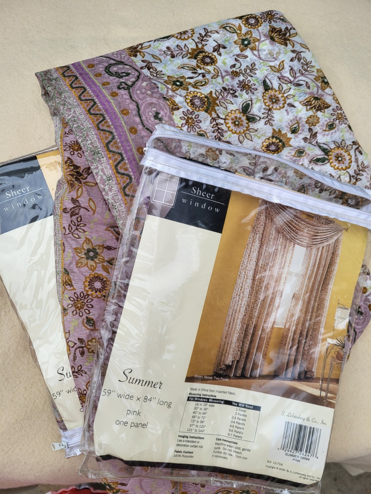pair (of 2) MAUVE Pink PAISLEY Sheer WINDOW PANELS 59″ x 84″ long rod pocket NIP