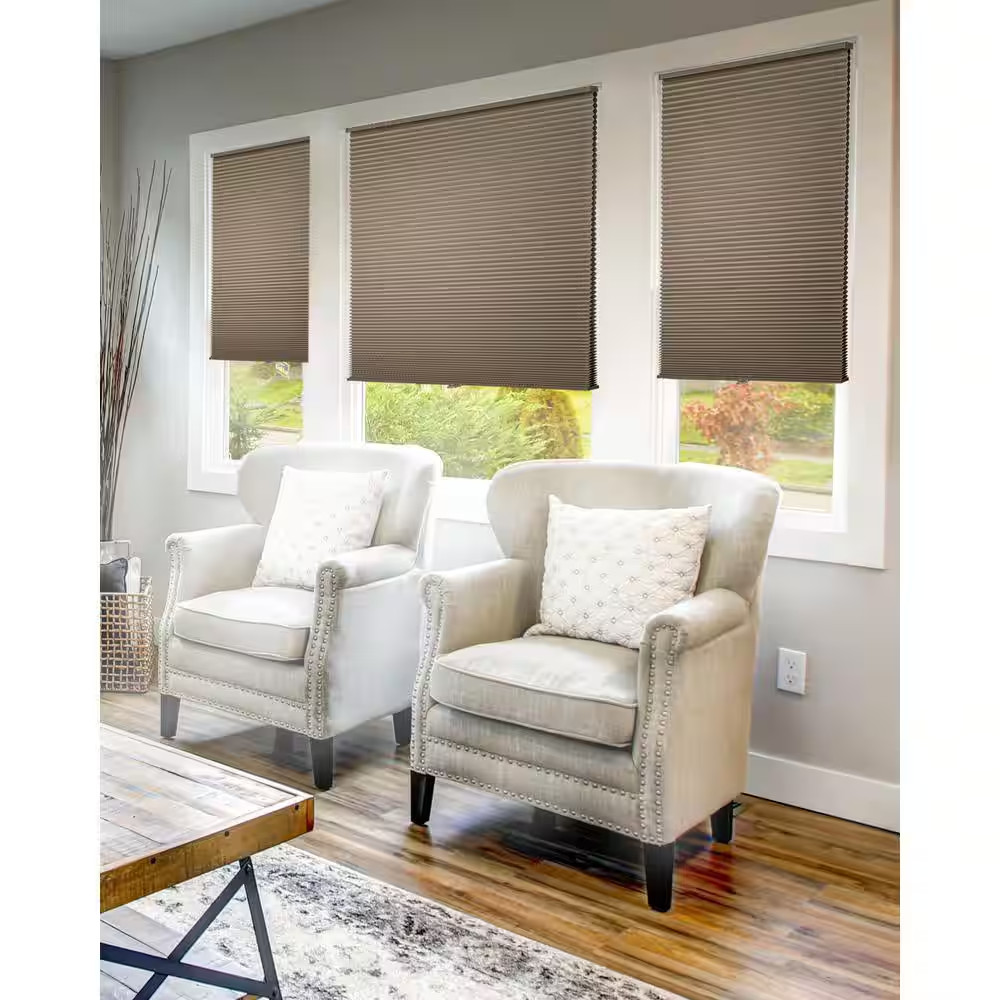 Cut-To-Size Barnwood Cordless Blackout Insulating Polyester Cellular Shade 34 In