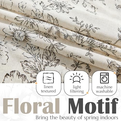 Polyester Blend Valance Curtain 50″W x 16″L (Pack of 1) Floral Black on Beige
