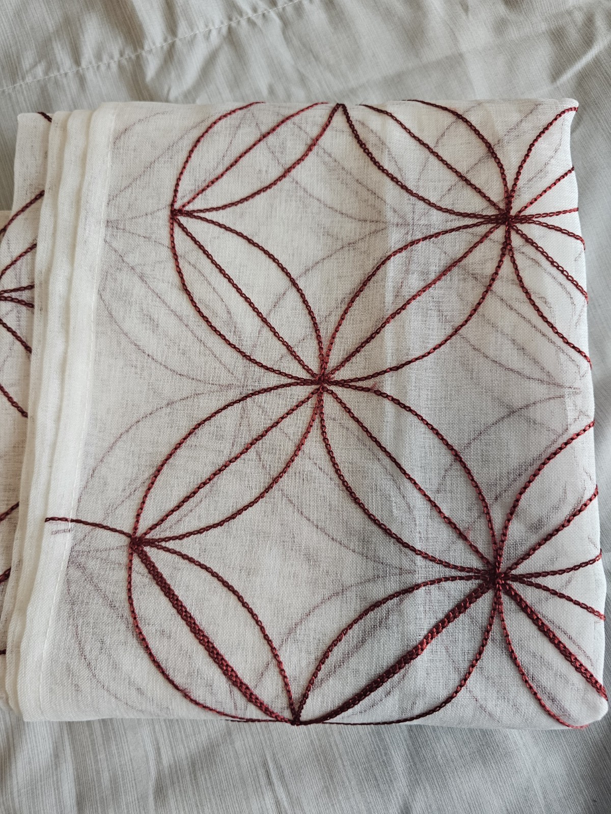 Set of 2 Sheer White Curtains with Floral Embroidery, 34″ x 85″