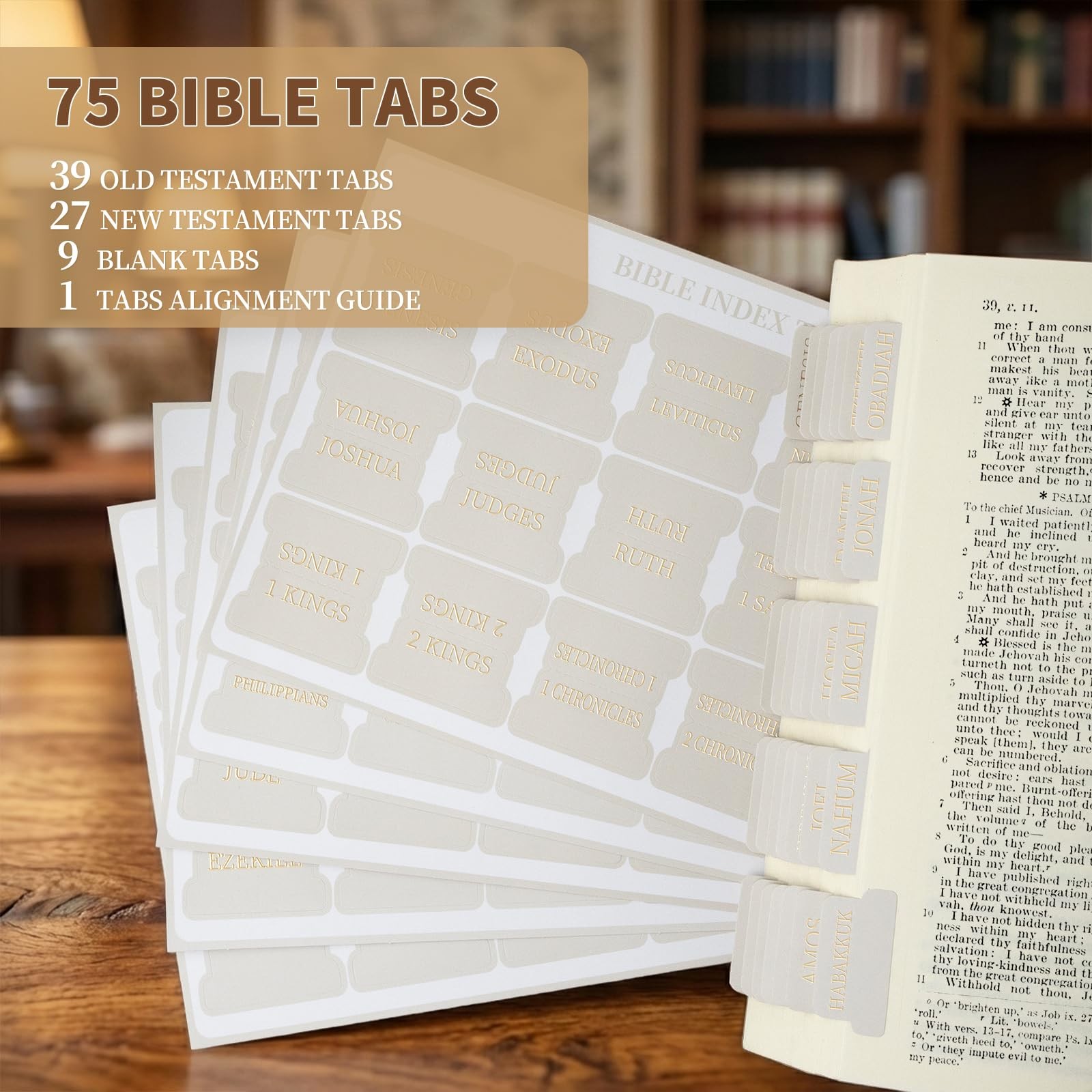 MIXVOVA 75 Laminated Bible Tabs for Women and Men, Large Print Study Greige