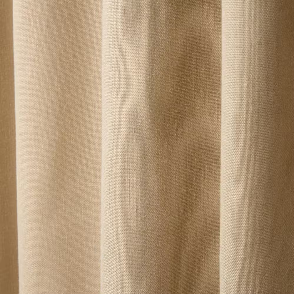 Arlo Solid Linen Texture 50 In. W X 84 In. L Polyester Blackout Taupe Curtain (S