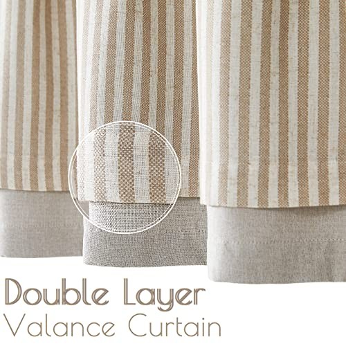 Linen Striped Valance for 50″W x 18″L (Pack of 1) Striped | Tan on Beige