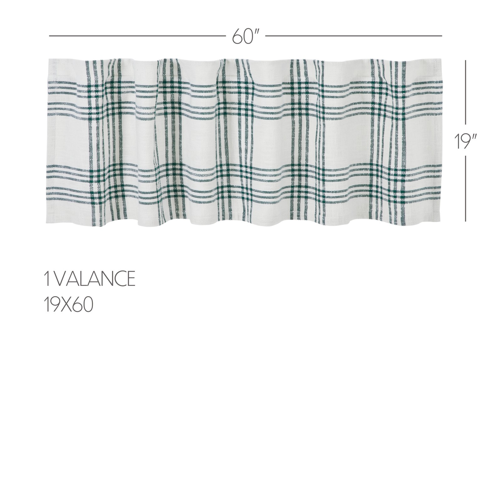 Farmhouse 19″x60″ Valance Green Rod Pocket Kitchen Window Curtains VHC Brands