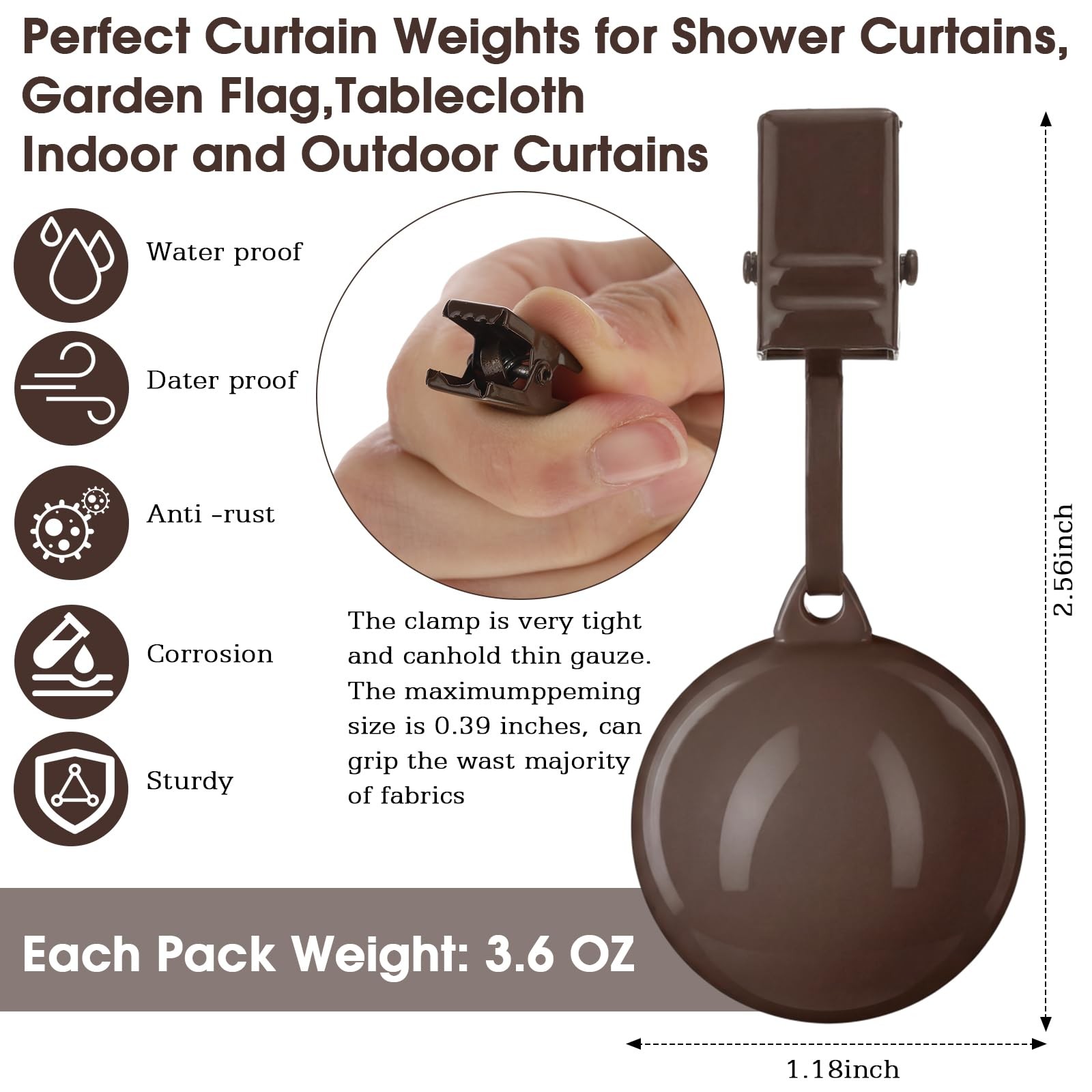 Shimeyao 12 Pack 3.6 oz Outdoor Curtain Weights Heavy Duty Drapery Shower Cur…