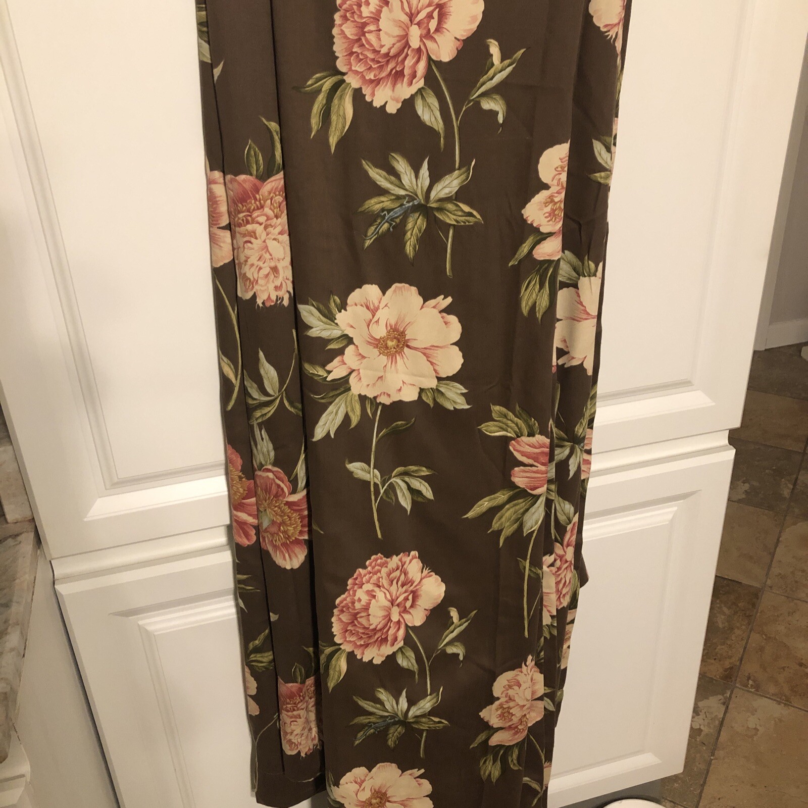 1 Pair Waverly Williamsburg Ashton Peony Chocolate Vintage Panel Pair 42×84 HTF