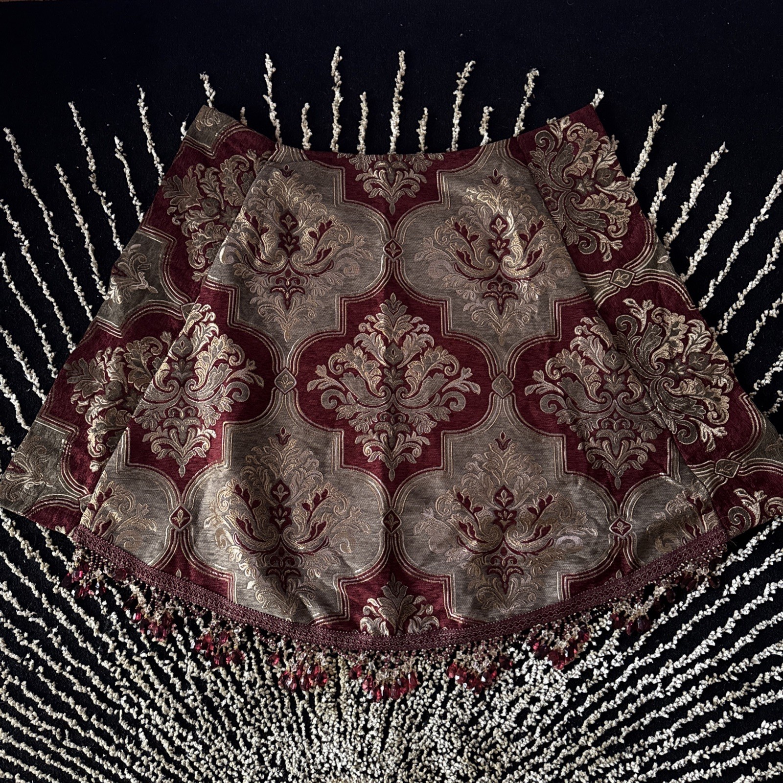 J. Queen New York Maribella Red and Gold Window Waterfall Valance – New