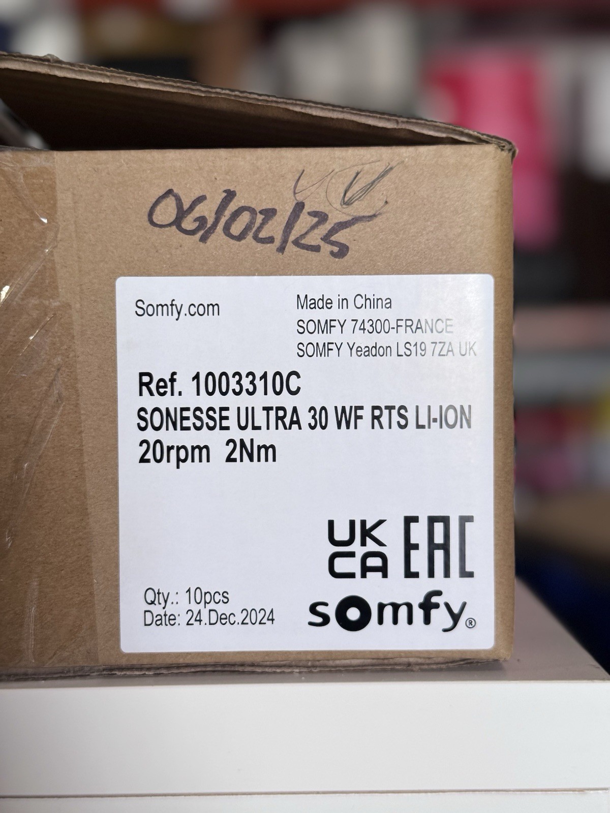 SOMFY Sonesse Ultra 30 WF RTS Li-Ion Motor – 20 RPM, 2Nm, Quiet & Wireless✅