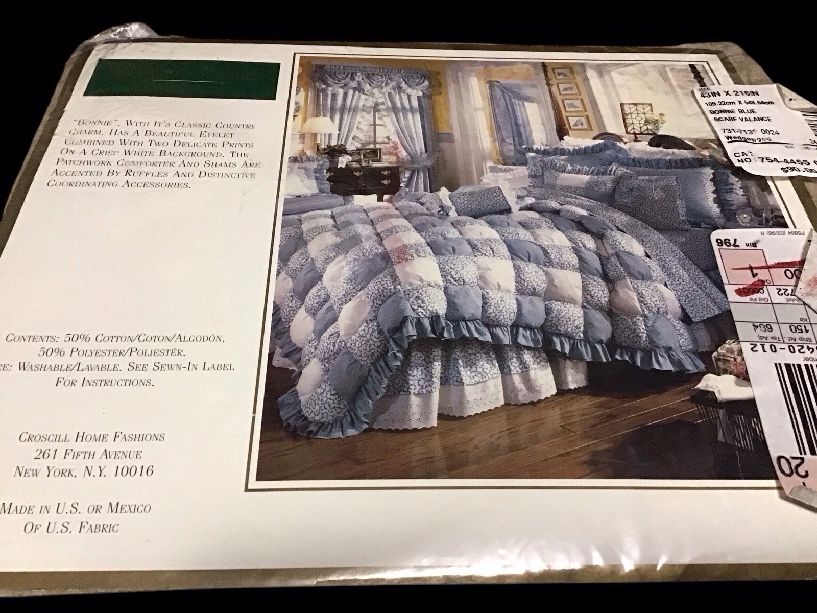 Set of 2 CROSCILL Classics Bonnie Blue Window Scarf Valances 43x 216 Inches New