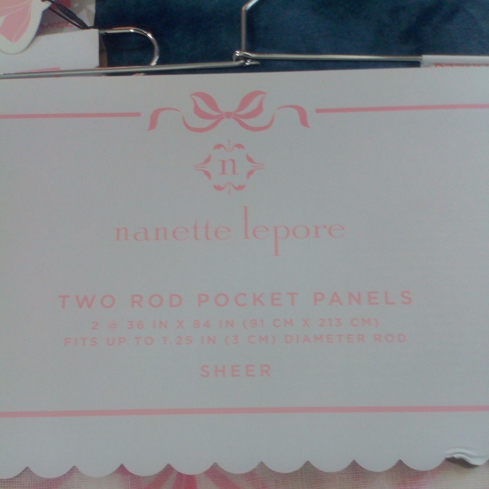 Nanette Lepore Home Pink Bow Sheer Curtains Rod Pocket 2 Panels 36×86″