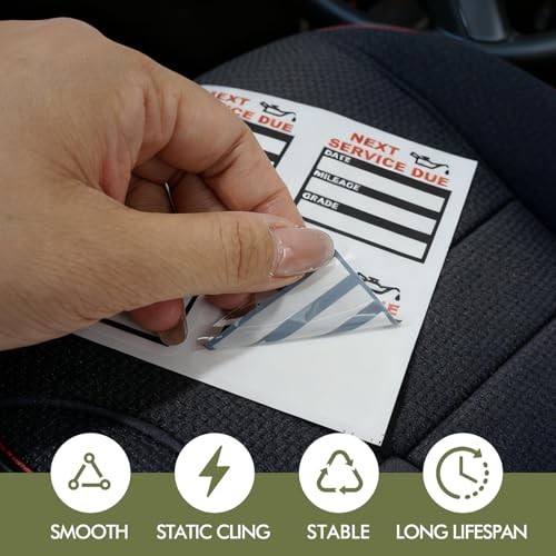 Oil Change Stickers Static Cling, 180 Pcs 2″×2″ Transparent Next Service Due