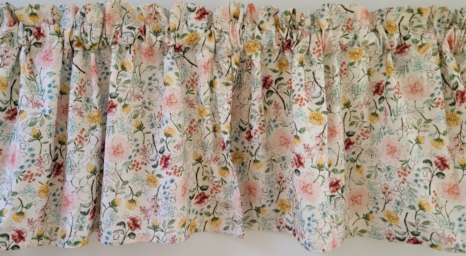 Vintage Floral Valance Curtain, Floral Valance, Botanical Valance Curtains