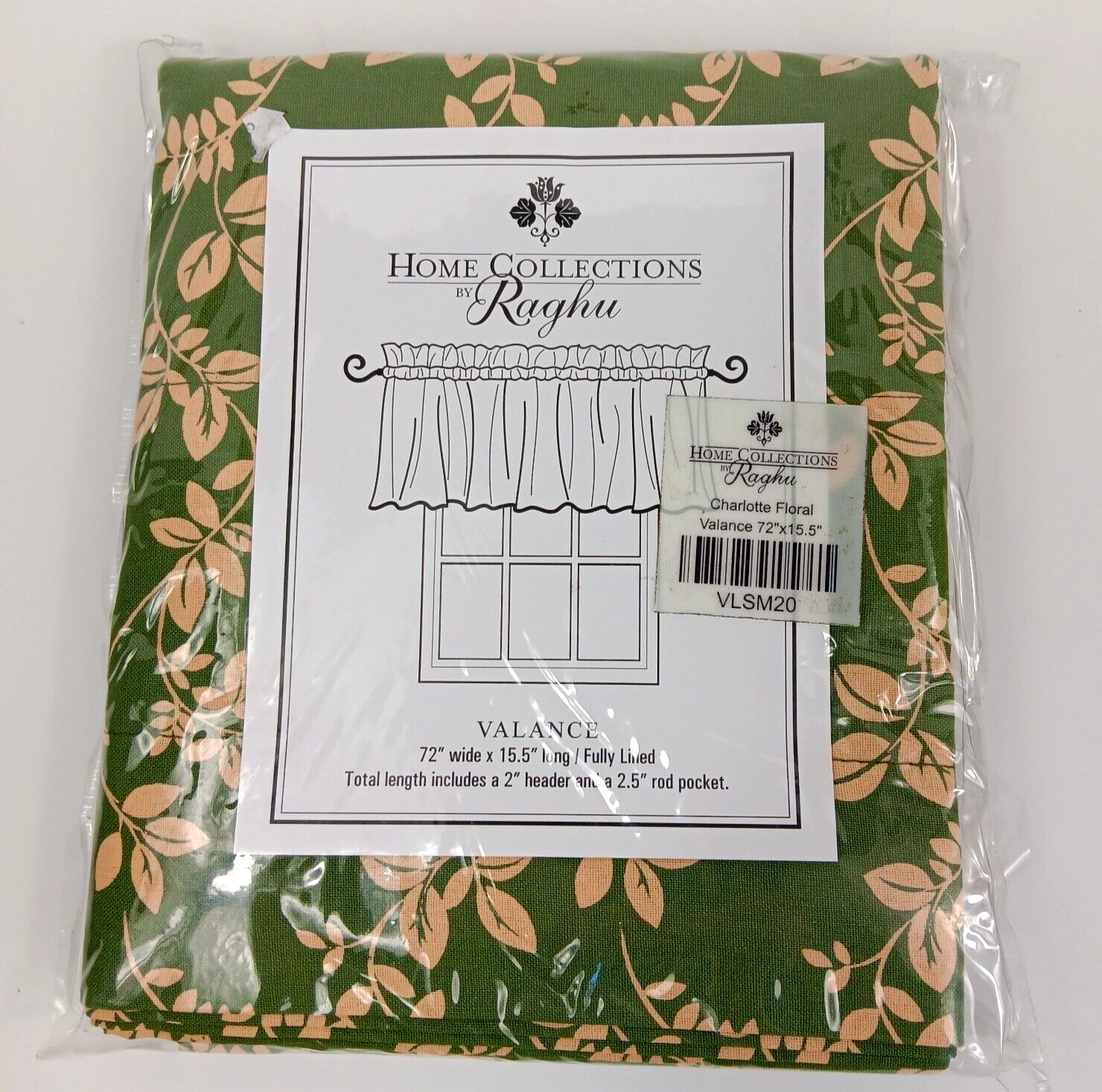 Home Collections by Raghu Charlotte Floral Window Valance 72″x15.5″ Lined