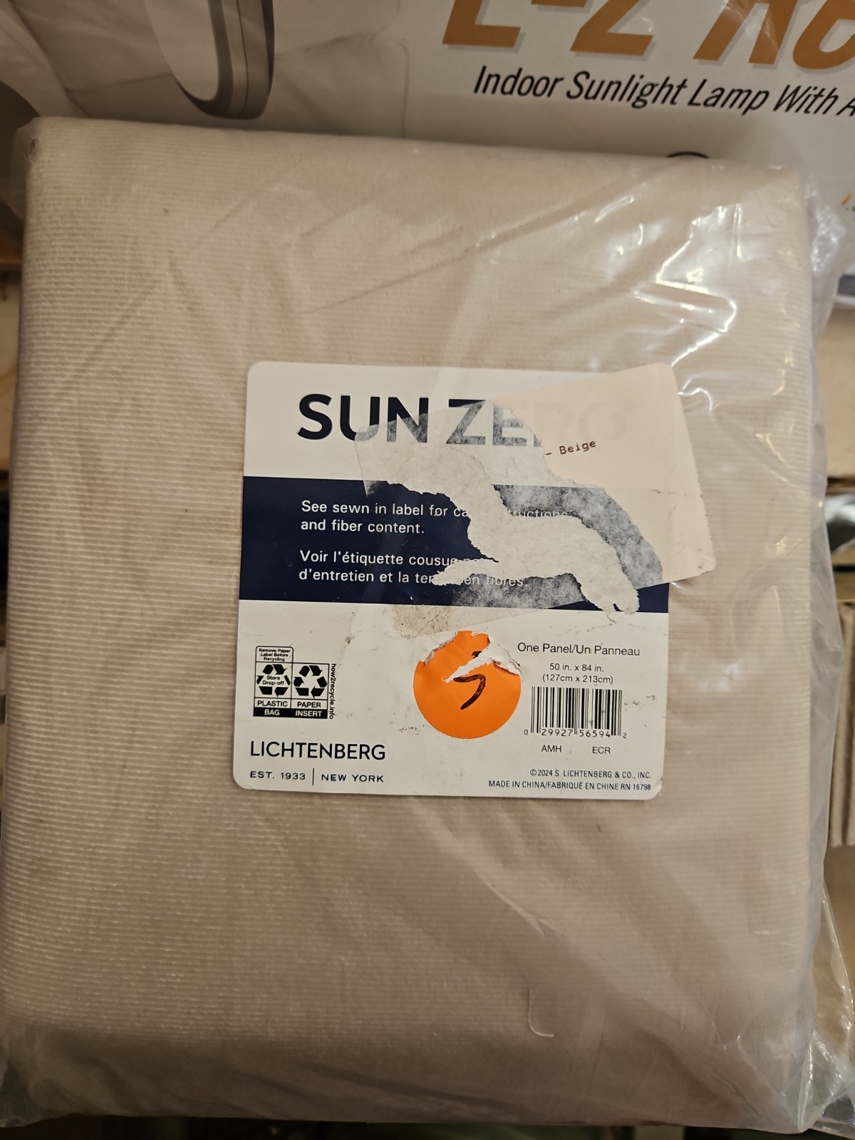 Sun Zero Lightenberg Blackout Curtain 50” X 84” Beige Amherst Ecru *One Panel*