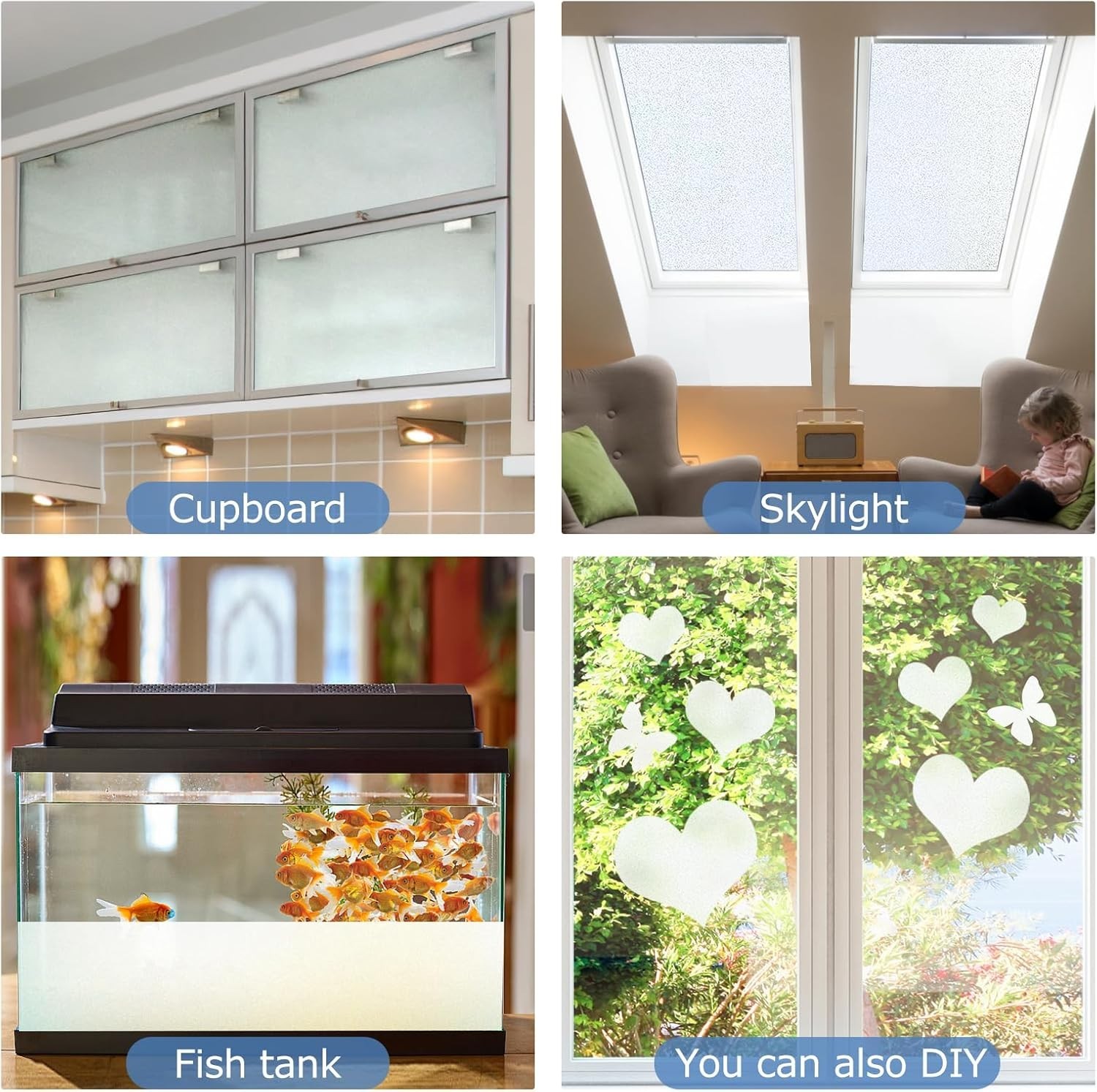 Frosted Window Privacy Film – UV Blocking & Heat Control, 23.6 x 78.7 Inch