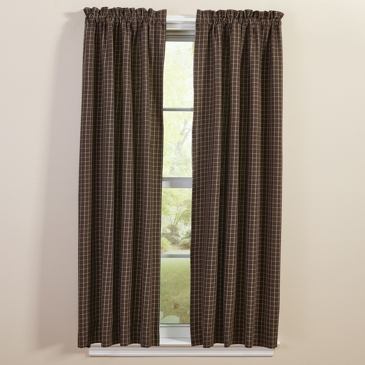 New Country Brown Curtain Panels with tie backs