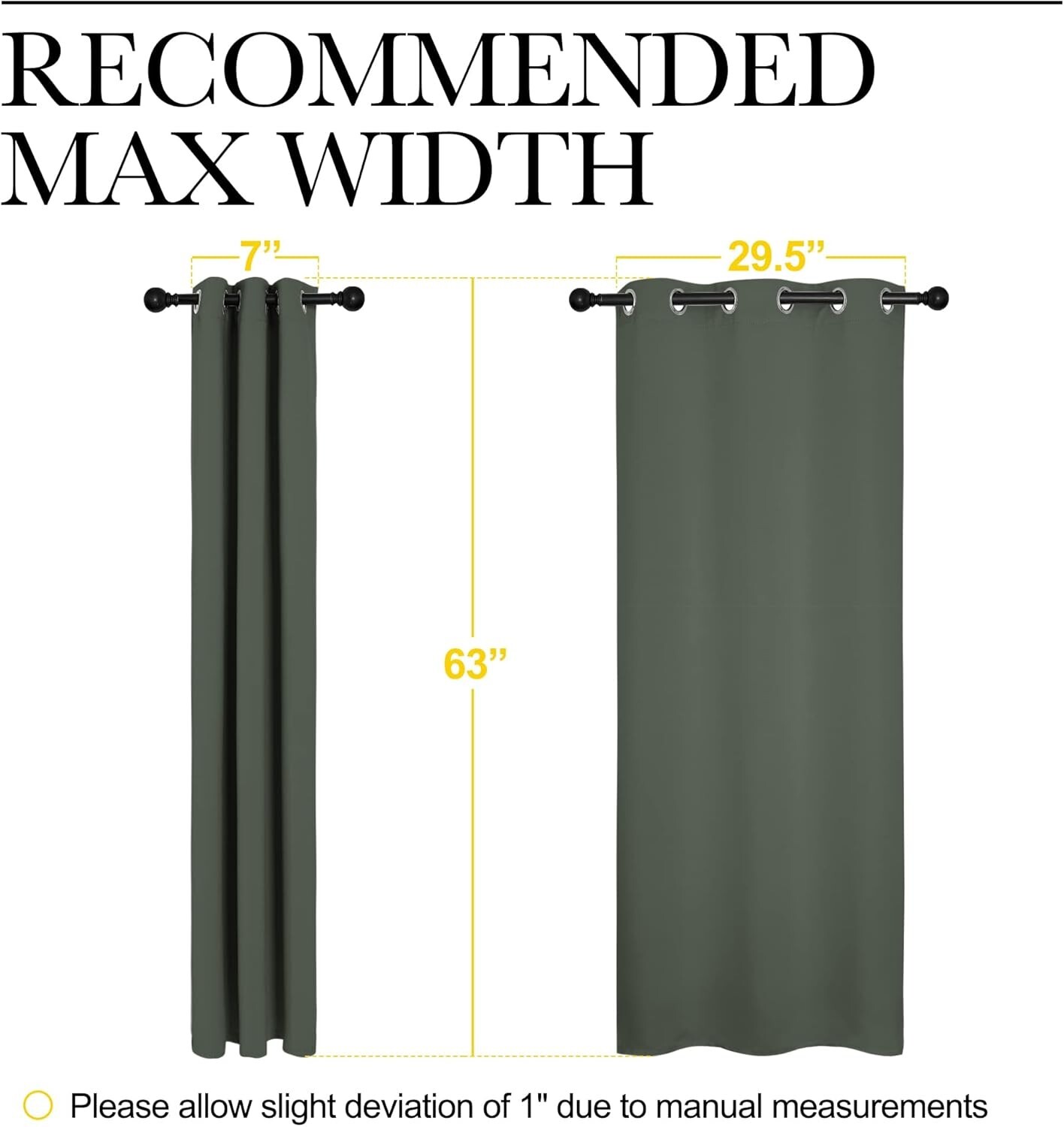 2 PCS Dark Mallard 63″L x 34″W Privacy Protection Darkening Curtains For Bedroom