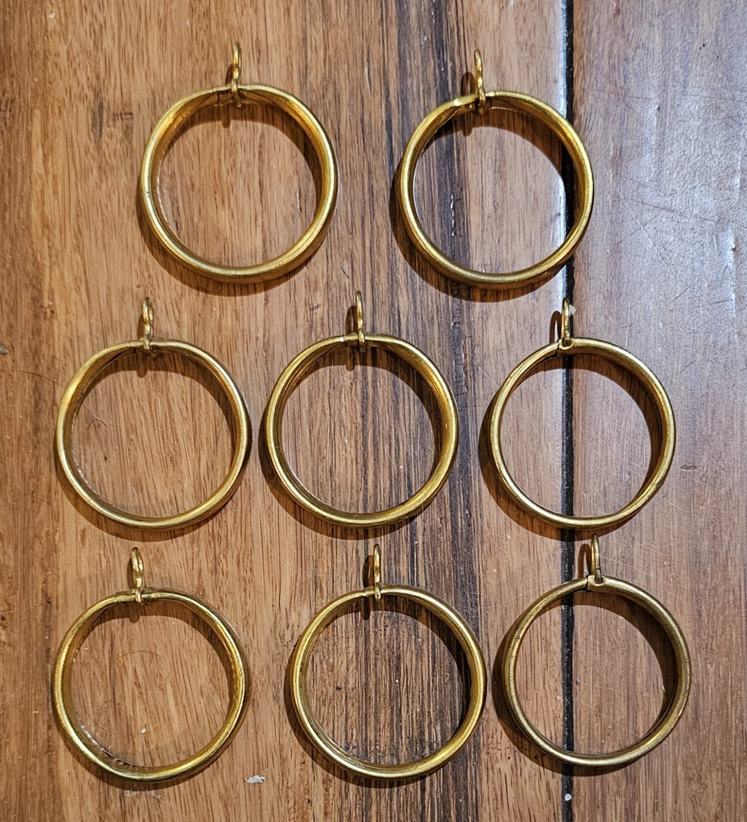 Antique Vintage Brass Cafe Curtain Rod Rings With Eyelet 1.5in Lot of 8